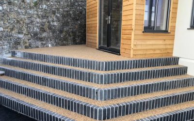 Resin bound steps with block edging